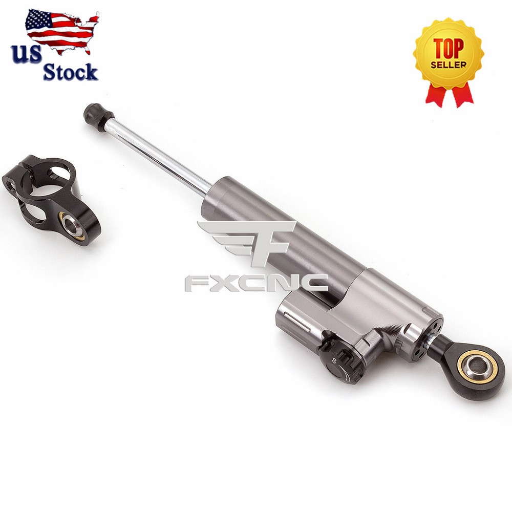 CNC Grey Universal Steering Damper Motorcycle Stabilizer Linear Reversed Safety