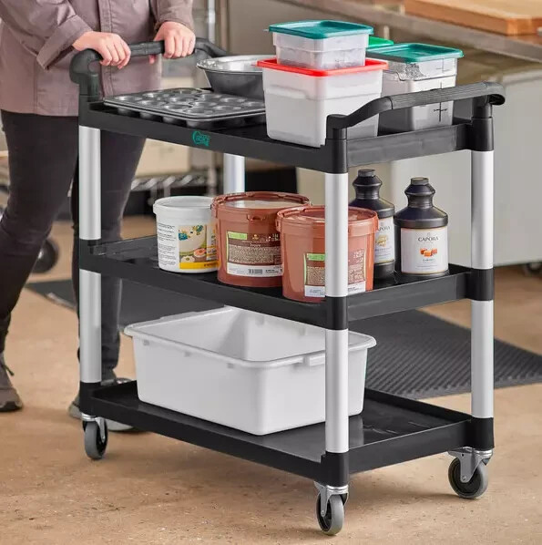 Commercial Kitchen Restaurant Utility Bussing Cart w/ Three Shelves 42" x 20"
