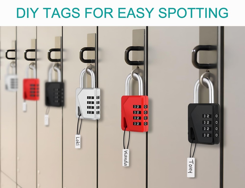 Locker Locks with Code Small Combination Padlock DIY Name Tags 2 Pack