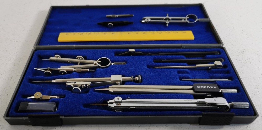 Vintage Kronos 311 Compass Set Technical Drawing Drafting Tools Kit