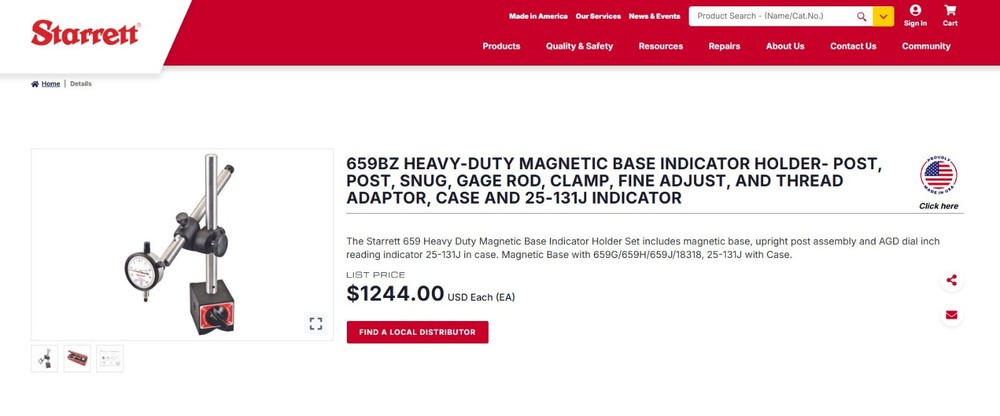 STARRETT 659BZ Magnetic Base Indicator,
