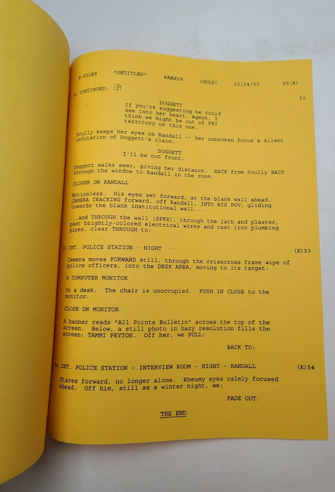 THE X-FILES / Greg Walker 2000 TV Script, Michael Bowen, James Franco "Surekill"
