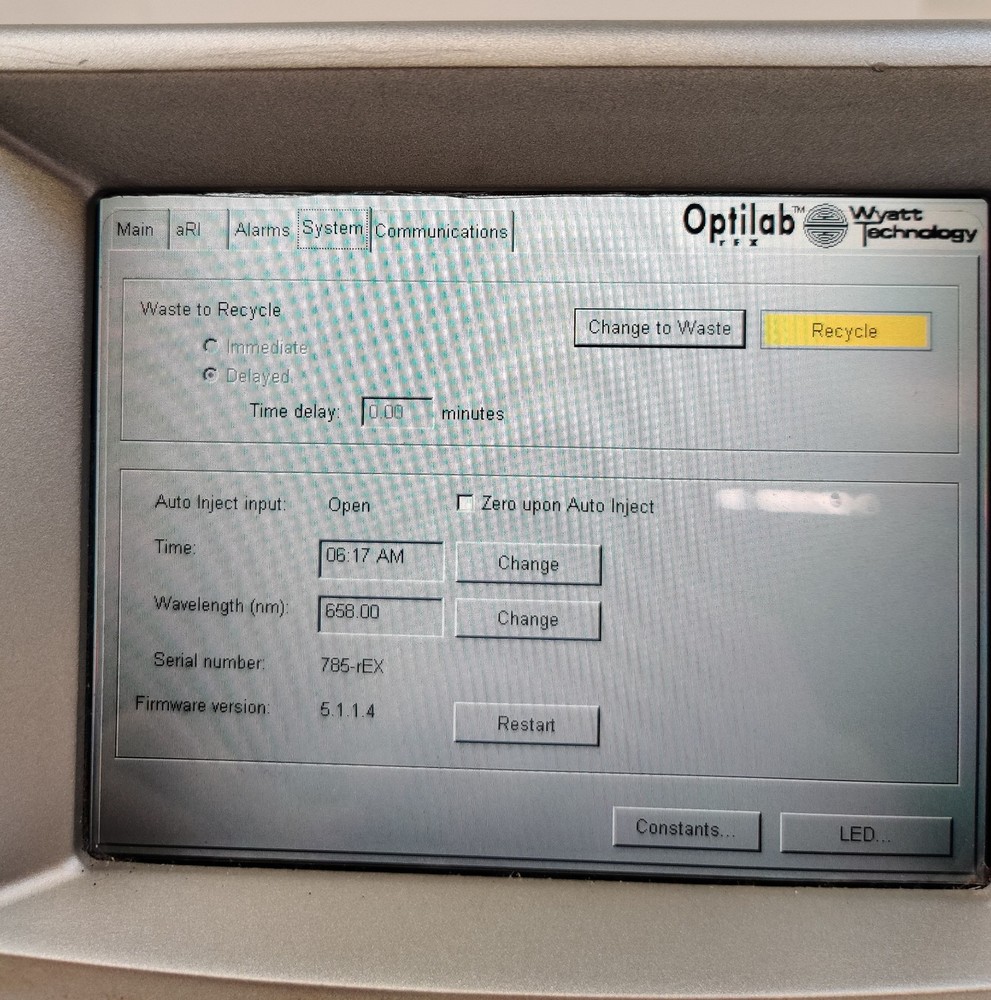Wyatt Optilab REX Refractive Index Detector WREX-10 Tested