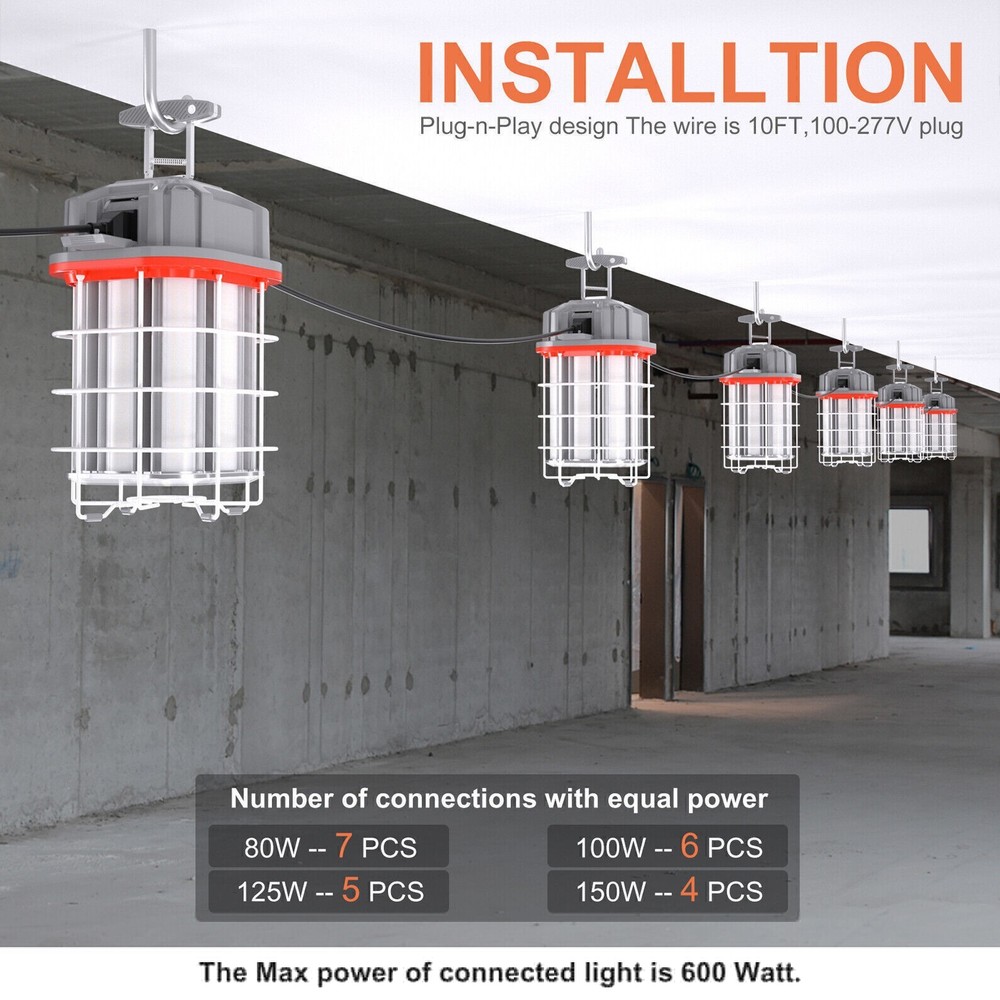 LED Temporary Work Light 100Watt Linkable Construction Job Site Work Light 5000K