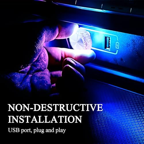 4PCS USB LED Car Interior Atmosphere Lamp, Portable Mini Multicolor Slow Flash