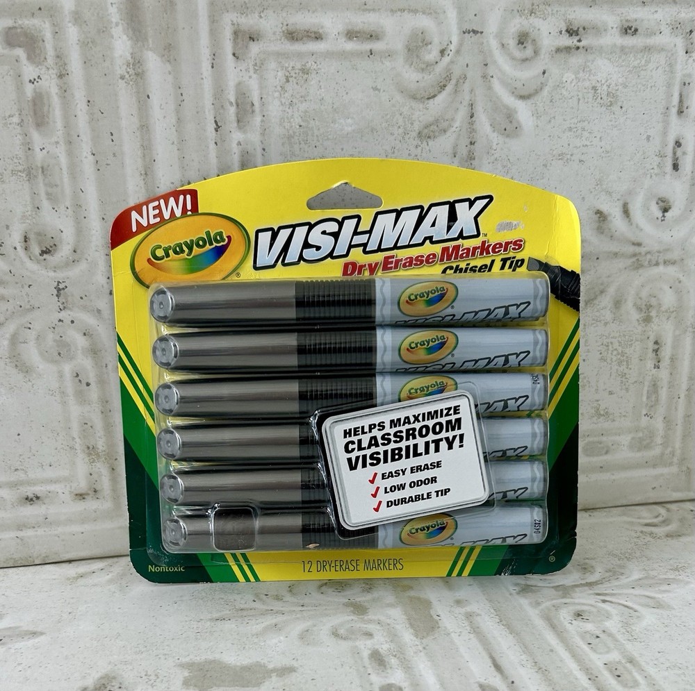 CRAYOLA VISI-MAX DRY ERASE Markers Chisel Tip 12 Count