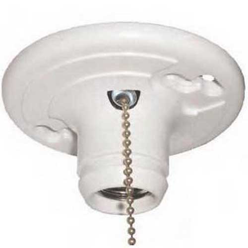 (50 pc) Plastic Keyless Ceiling Lampholder Fixture w/ Pull Chain Contractor Case