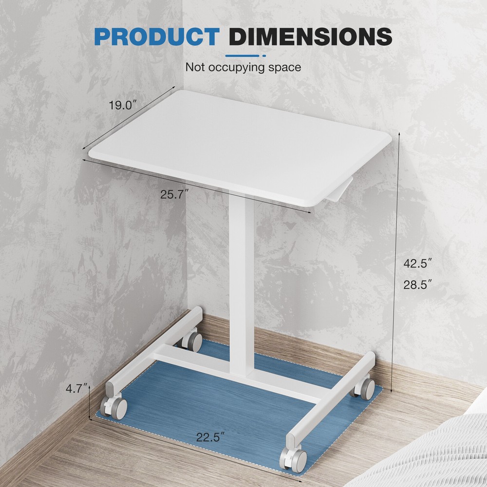 Adjustable Height Mobile Standing Desk with Wheels - Rolling Laptop Table