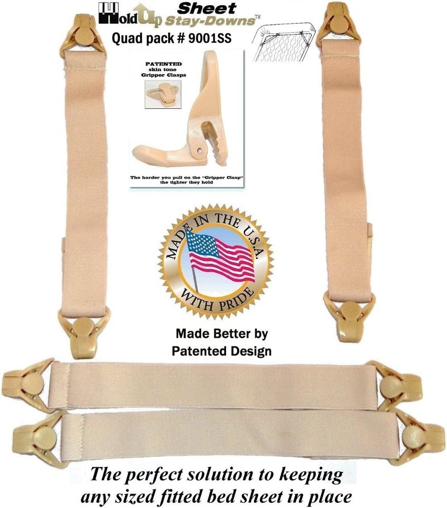 Holdup Short Quad Gripper Clasps for Fitted Sheets - Simple, Durable, Adjustable