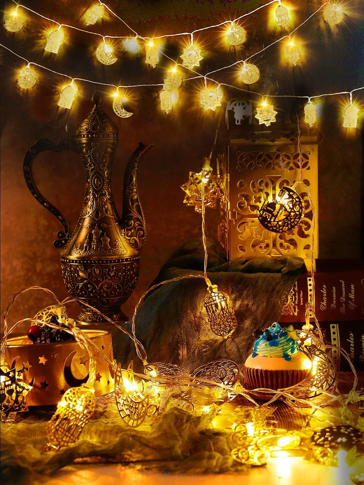 Ramadan Eid String Light- 9.8ft 20LEDs 9.8 feet, Golden Multiple Shapes 1