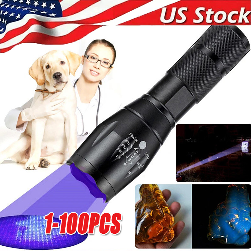 UV Flashlight Black Light Super Bright 120000lm Torch Ultra Violet Lamp LED