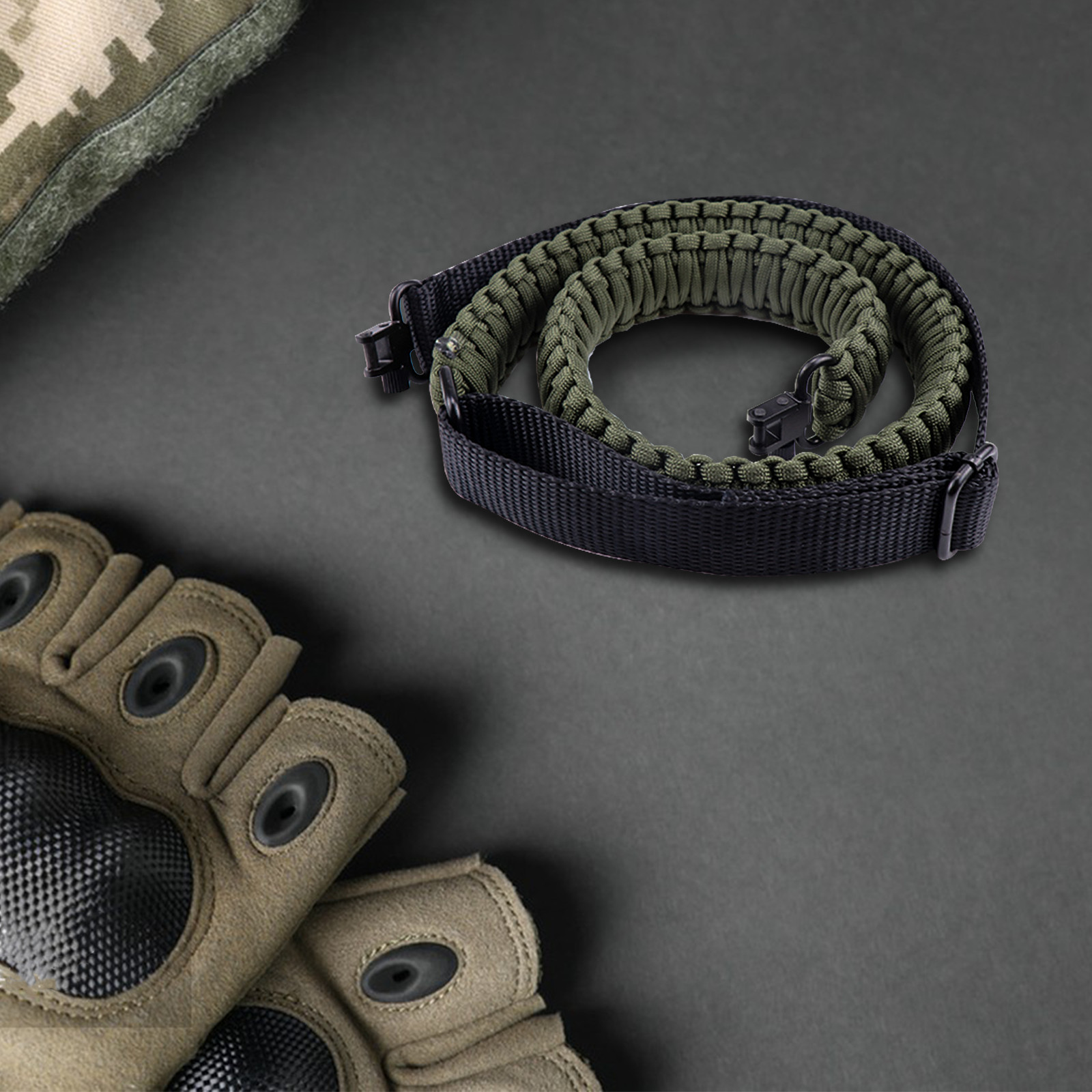 Tactical 2 Point 550 Paracord Rifle Gun Sling Shotgun Crossbow Strap w/ Swivels