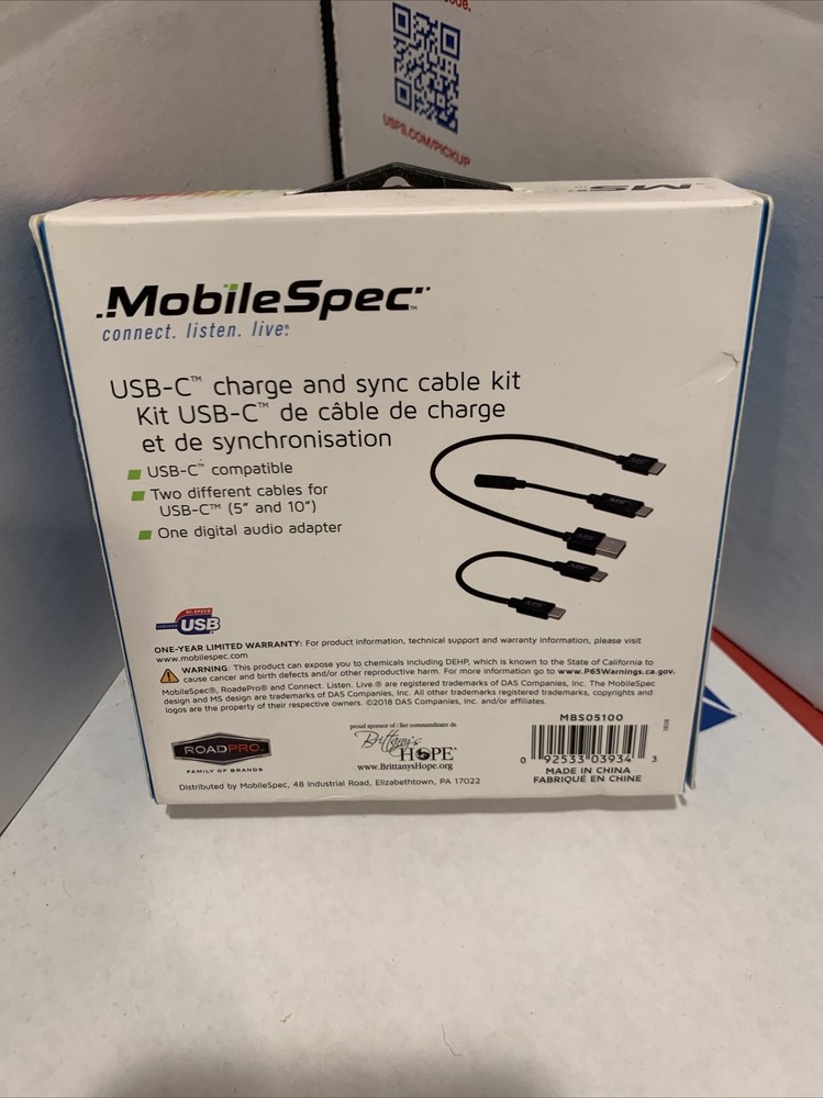 MobileSpec MBS05100 USB-C Charge and Sync Cable Kit