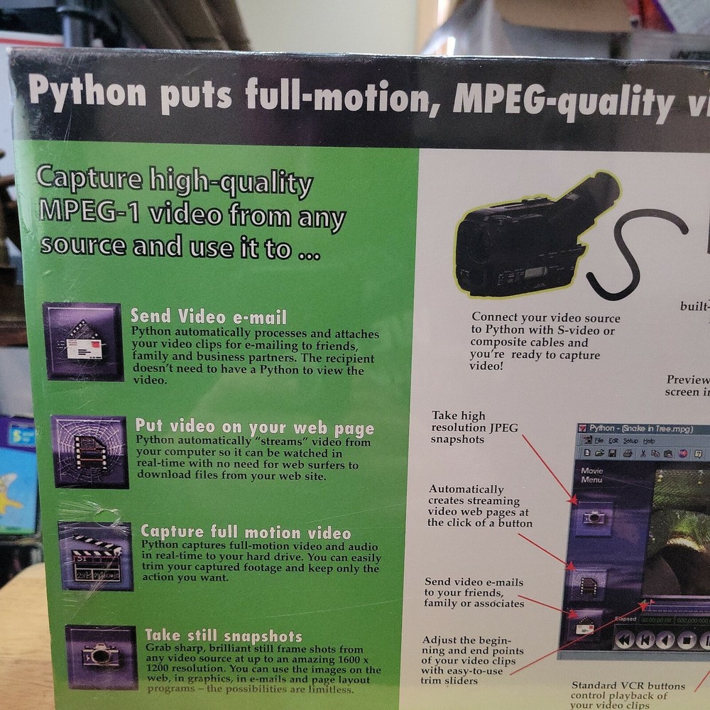 Vintage Gaming Videonics Python Video Capture Card w/ Free Software NEW SEALED