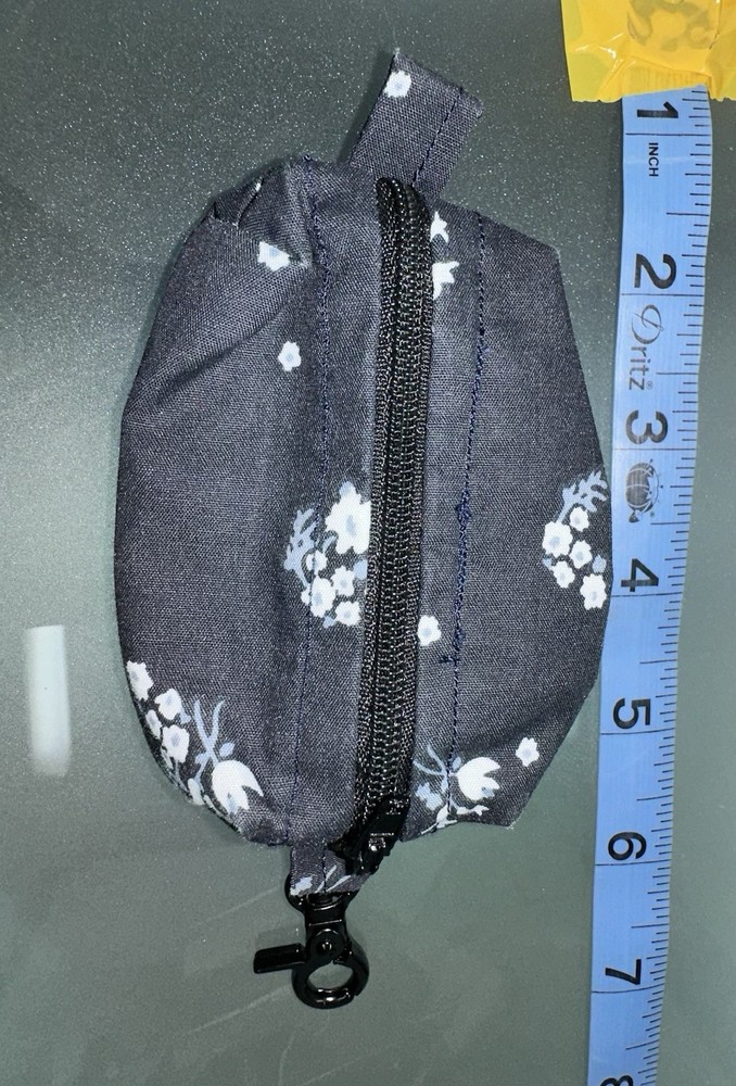 Handmade Pet Bag Holder - Dark Blue With With Flower pattern