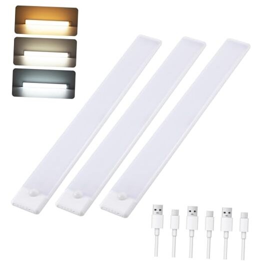 Wireless Under Cabinet Lighting 3 Pack, Magnetic Motion Sensor Light 12 Inch