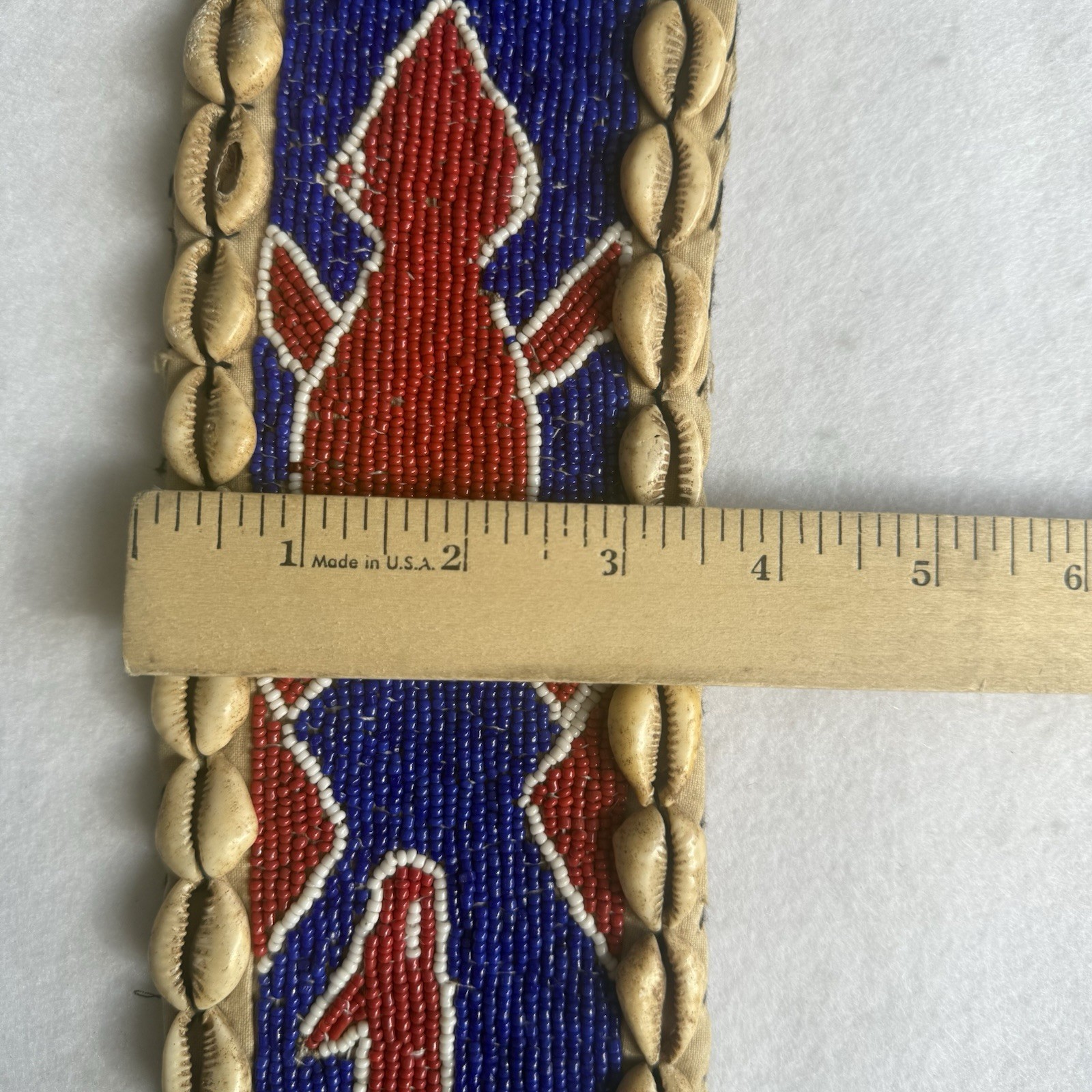 Vintage Yoruba Beaded African Art Wall Hanging Belt Sash For Panel Shell Border