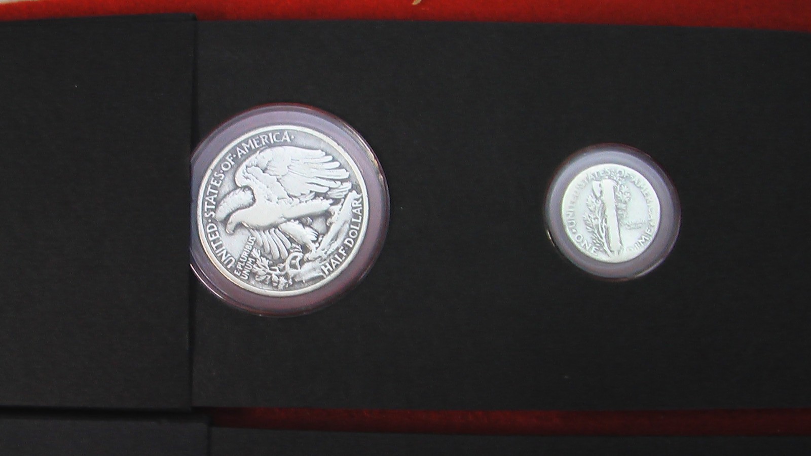 $3 Face 90% Silver; 65Walking Liberty Half Dollars 5 Mercury Dimes encased