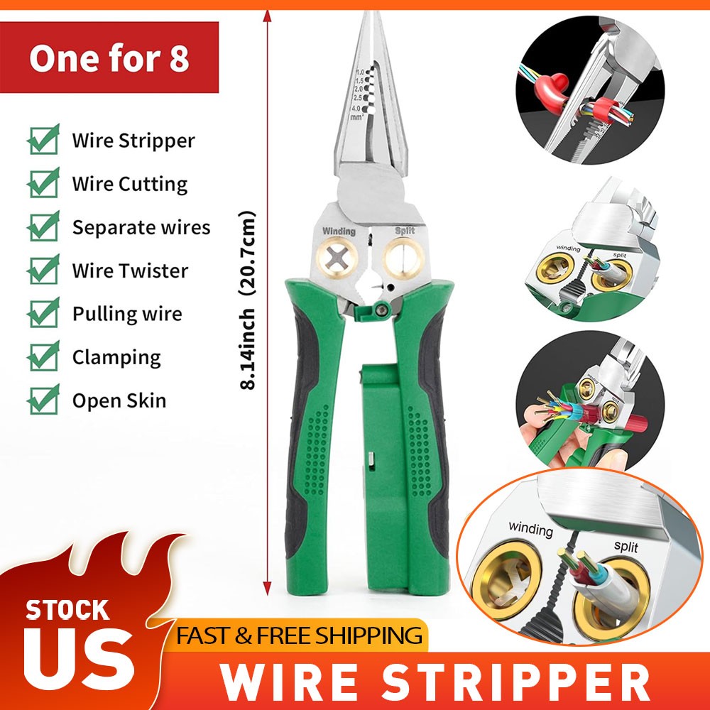 8 In 1 Wire Stripper Twister for Cutting Pulling Wires, Cable Scissors Voltage