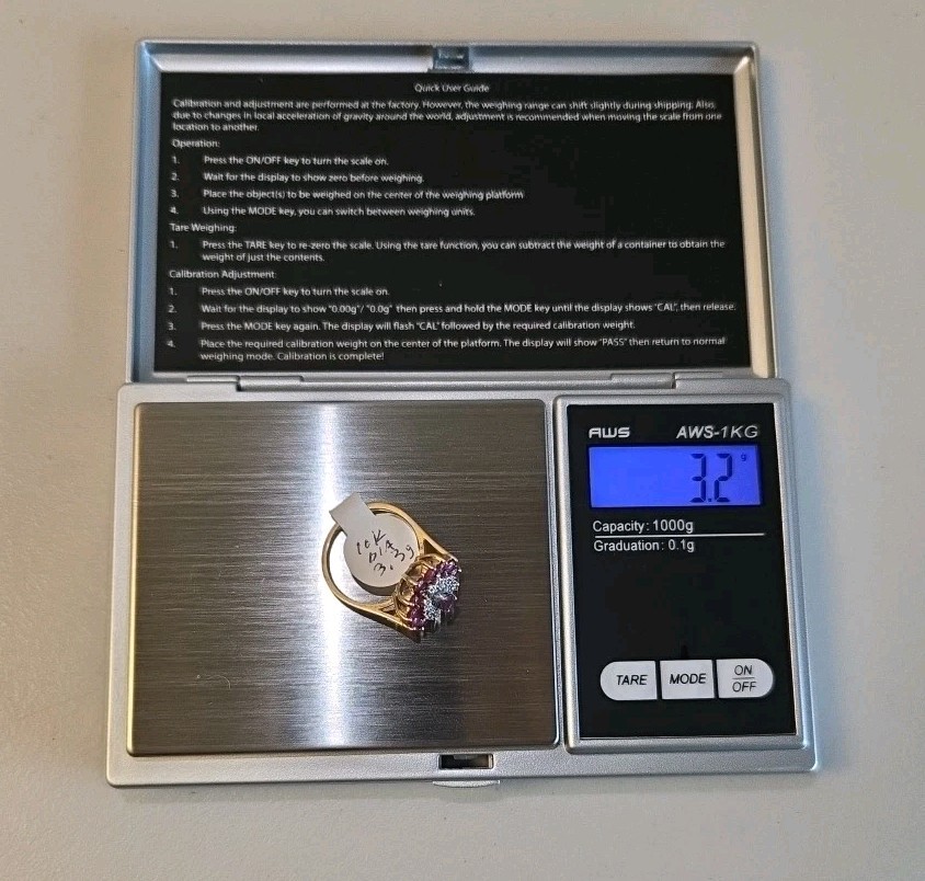 Tear Drop Pink 10k Gold Diamond Ring