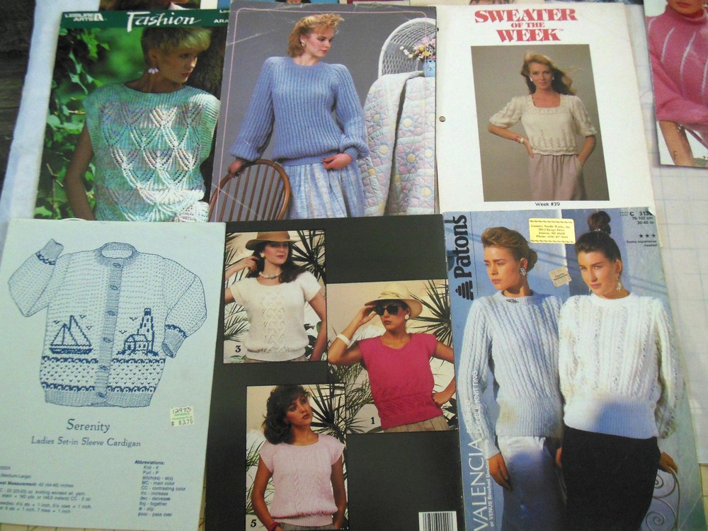 Women's Sweaters Knitting Patterns Lot, All Seasons, Leaflets & Single Patterns