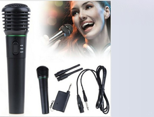 New 2in1 Professional Wired & Wireless Handheld Microphone Mic Receiver System