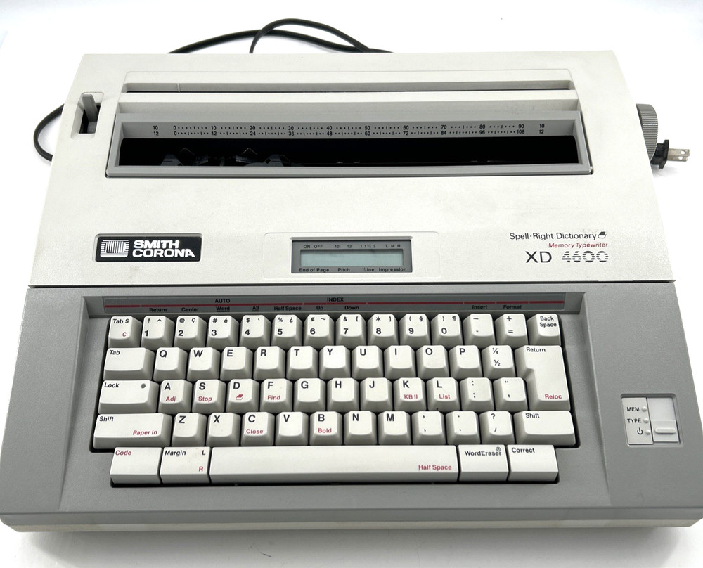 Smith Corona XD 4600 Electronic Memory Typewriter Spell-Right Dictionary Tested