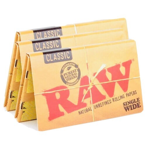 😎 🍃 25 x RAW CLASSIC SINGLE WIDE ROLLING PAPERS FULL BOX 100% AUTHENTIC 🍃😎