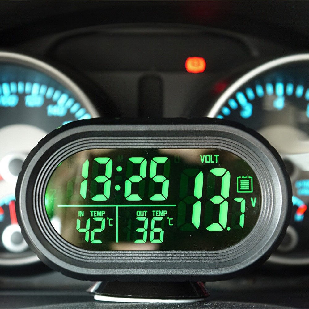Auto Electronic Car Thermometer Voltmeter Temperature Clock LED Digital Display