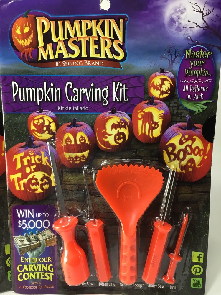 (2 PACK) Pumpkin Masters Pumpkin Carving Kit with 10 Patterns, 5 Tools Halloween