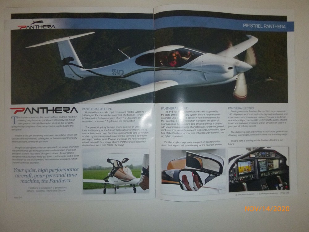 Pipistrel Brochure includes section on the amazing Panthera