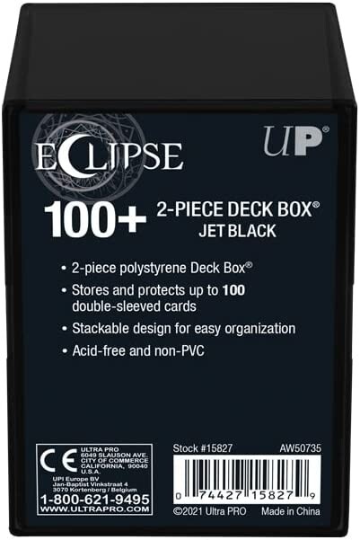 Ultra Pro Eclipse 2-Piece Deck Box: Jet Black -Cards or Board Games storage