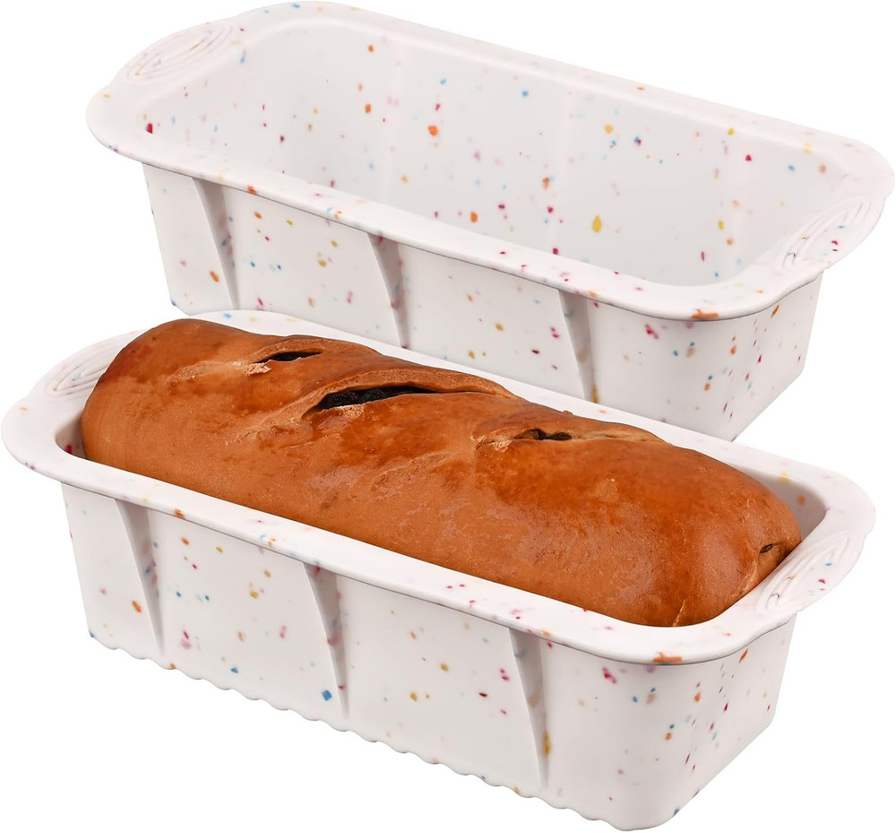 2 Pack Silicone Bread Loaf Molds, Nonstick Easy Release Rectangle Silicone Loaf