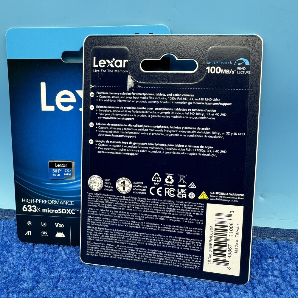 2x Lexar High-Performance 633x microSDHC/microSDXC UHS-I 64gb Memory Card