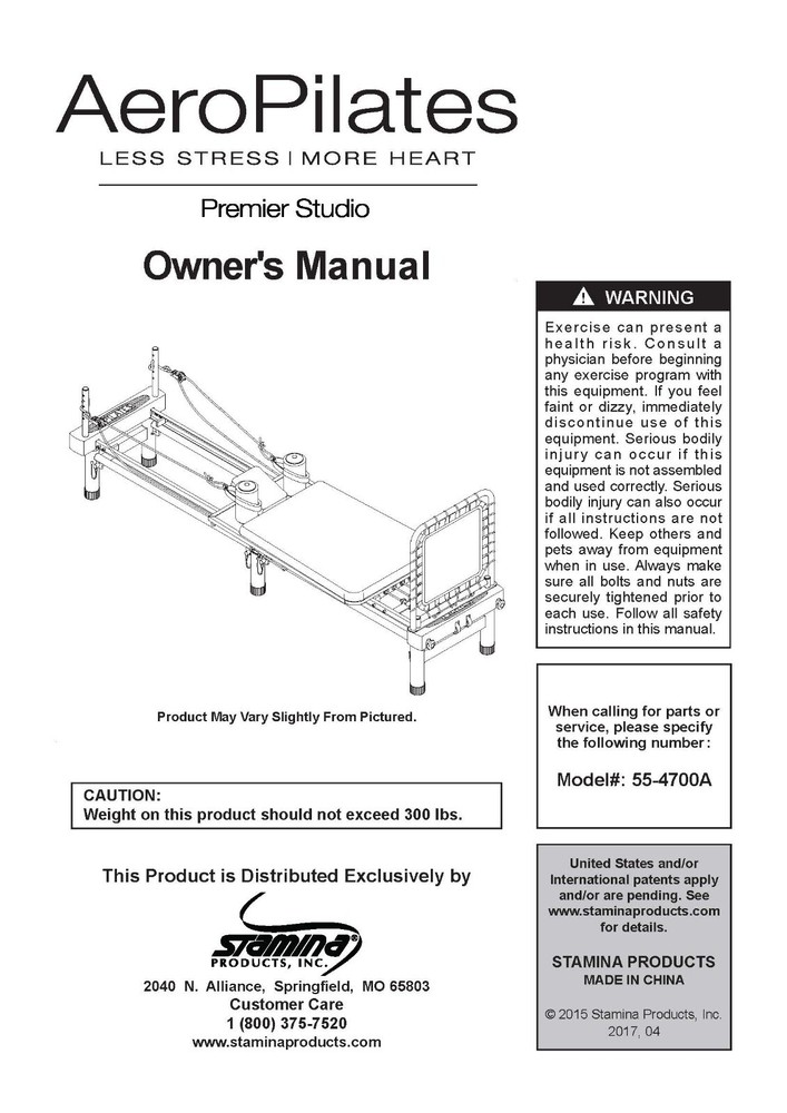 Stamina Aeropilates Model 55-4700A with Cardio Rebounder