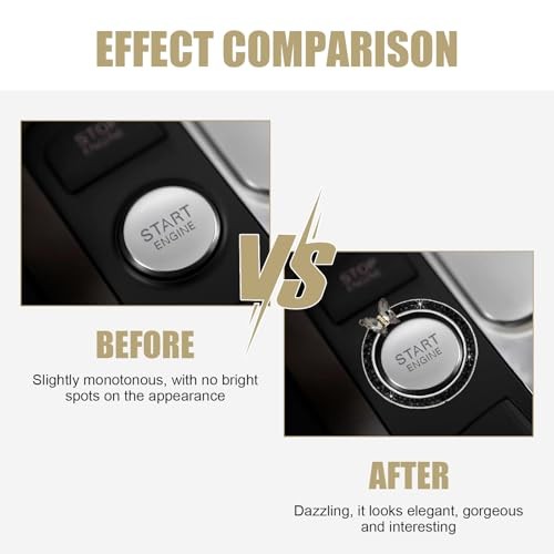Car Bling Engine Start Stop Decorative Ring, Butterfly Diamond Start 1 PC Black