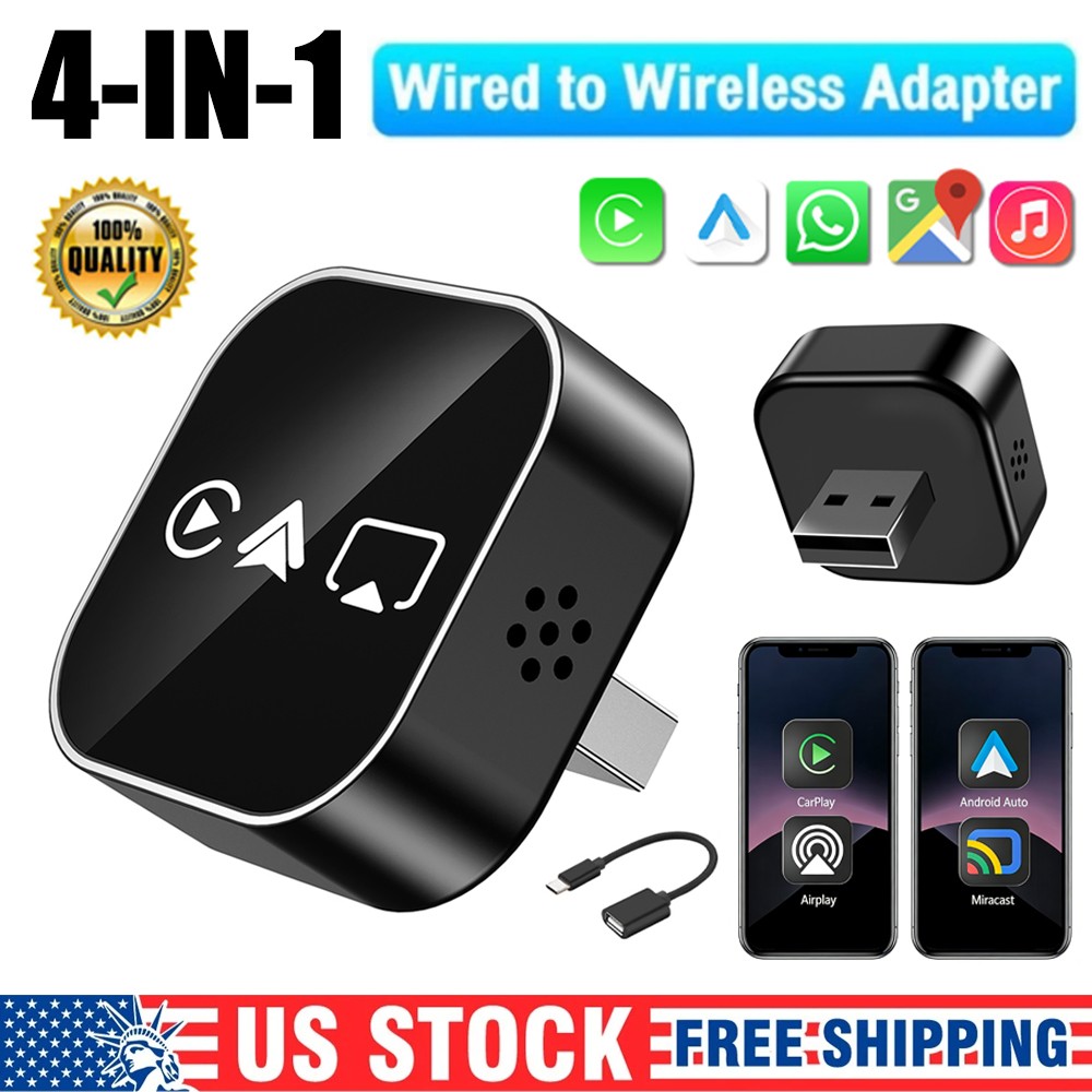 Wired to Wireless CarPlay Adapter for Apple iPhone/Android Auto/AirPlay/Miracast