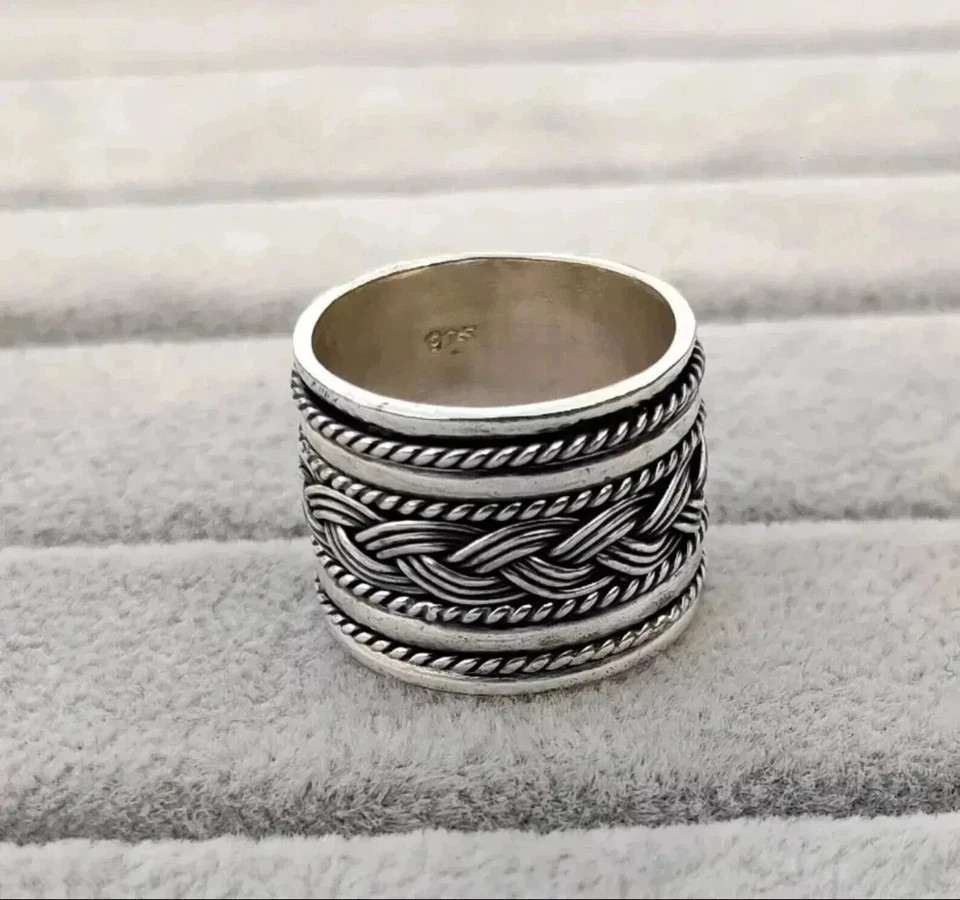 Solid 925 Sterling Silver Band Ring Spinner Handmade Christmas Ring All Size