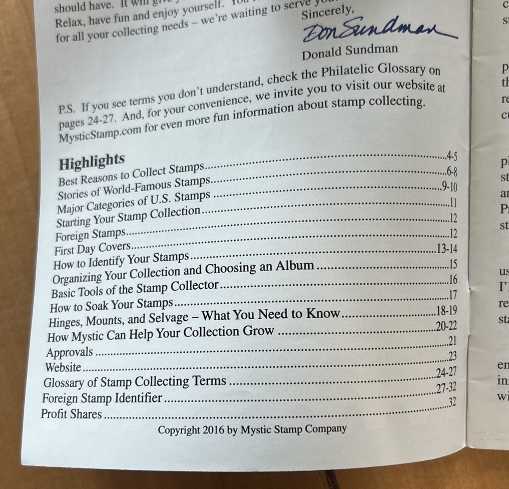 2016 Mystic’s Guide To Stamp Collecting 32 Page Booklet #KS992