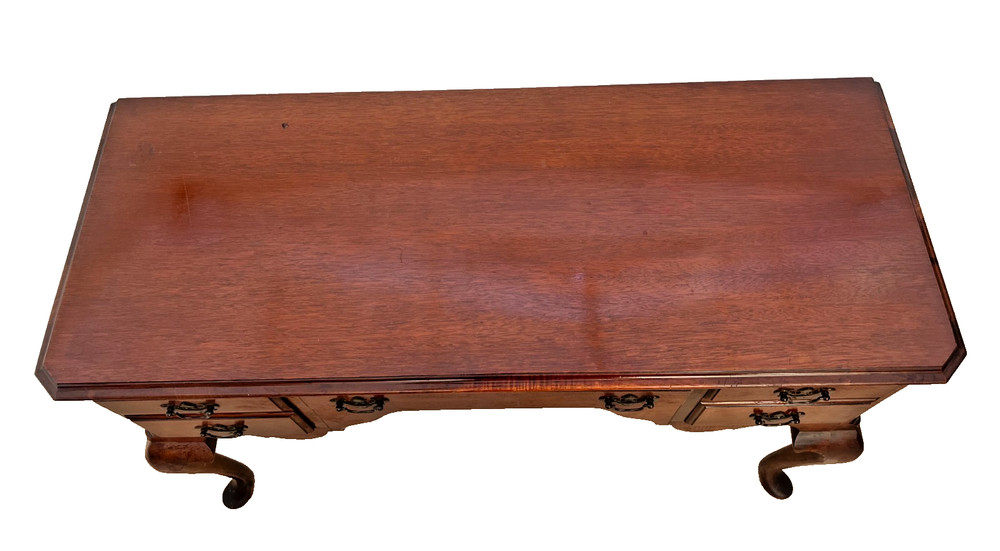 Vintage Desk Vanity, Chippendale Style, Three Dovetail Drawers, Solid Cherry
