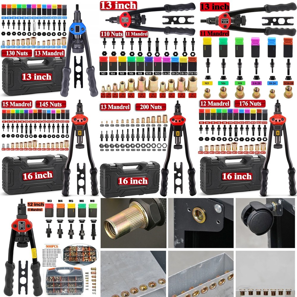 Rivet Nut Gun Kit Rivnut Tool Nut Setter Thread Setting Nutsert SAE Metric Mixed