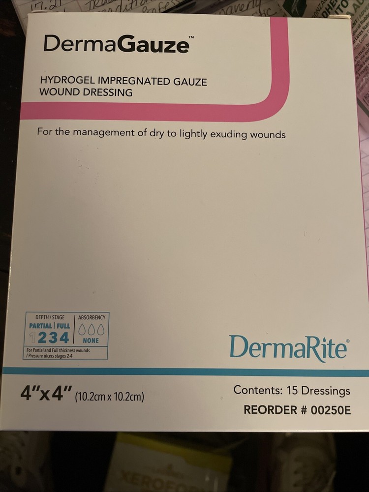 DermaGauze Hydrogel Wound Dressing 4 x 4" Square Impregnated 5 Ct