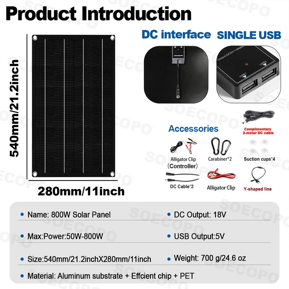 3200W Solar Panel Kit- 4x800W High-Efficiency+100A Controller Full Accessories