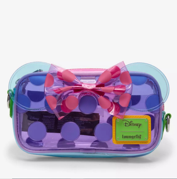 Loungefly Crossbody Bag Purse MINNIE MOUSE COLORBLOCK Jelly Polka Dot Rainbow