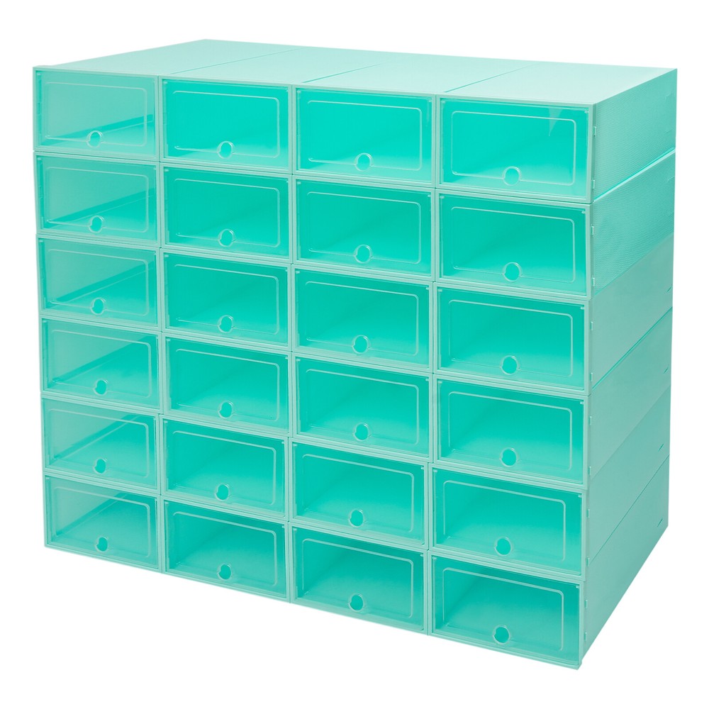 24 Pack Green Stackable Shoe Boxes Shoe Storage Box Shoe Storage Organizer