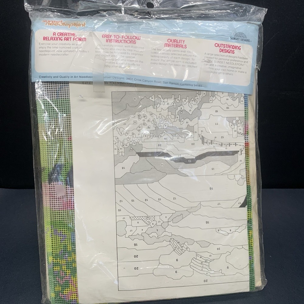 Sunset Needlepoint “Blossoming Meadows” #6826 Beginning Needlepoint, 100% Wool