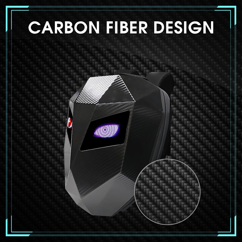 Carbon Fiber Motorcycle LED Knight Backpack Laptop Bag DIY programming Backpack