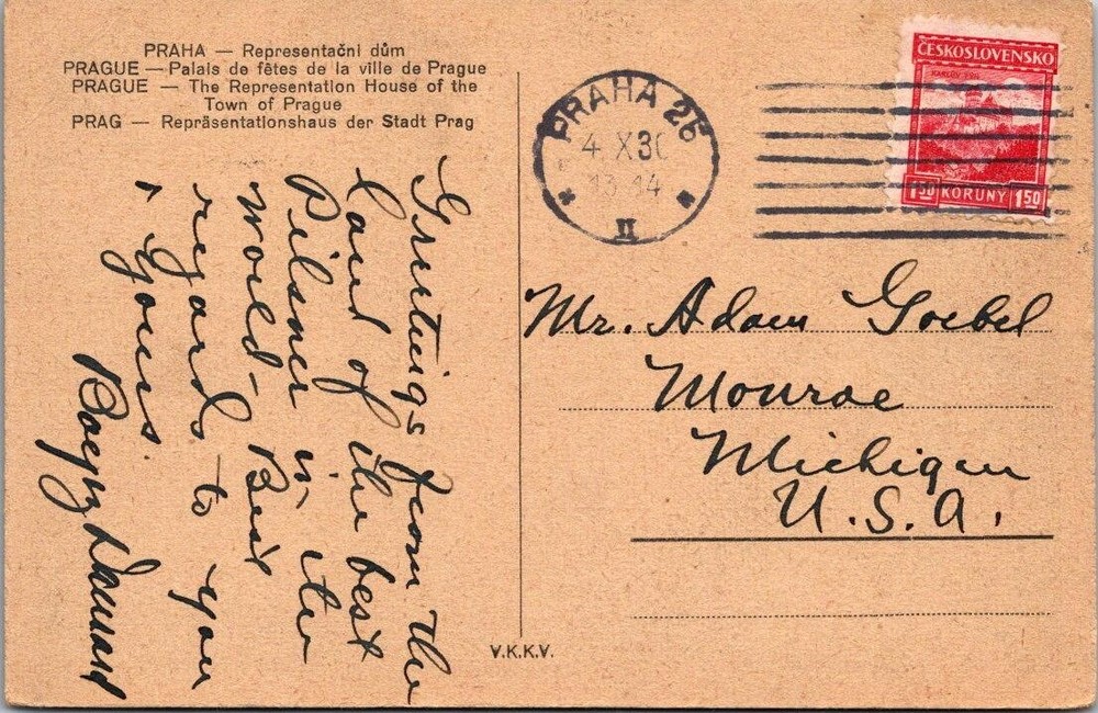 Czechoslovakia 1934 Prague Postcard - J16951