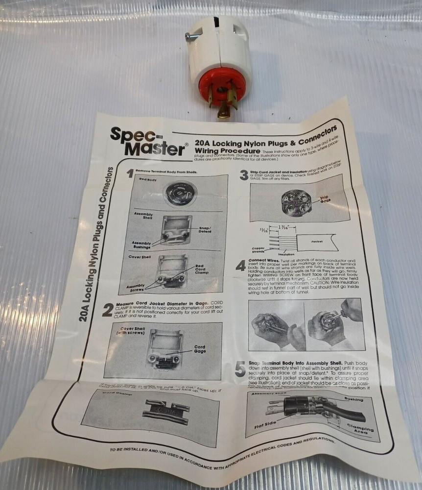 2 POLE 3 WIRE GROUNDING NYLON LOCKING PLUG LEVITON 70520-P