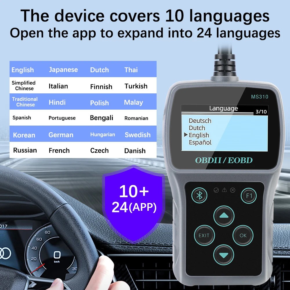 US MS310 Clear/Erase Codes Multi-language Vehicle OBD2 Code Reader Car Scan Tool